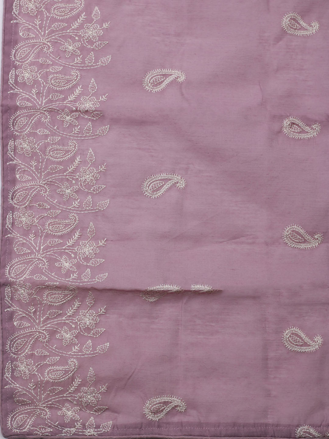 Embroidered Chanderi Unstitched Kurta With Pant & Dupatta