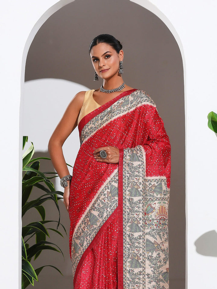 Printed Tussar Silk Saree