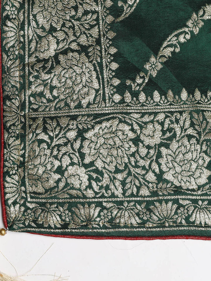 Zari Embroidered Chanderi Unstitched Suit With Dupatta