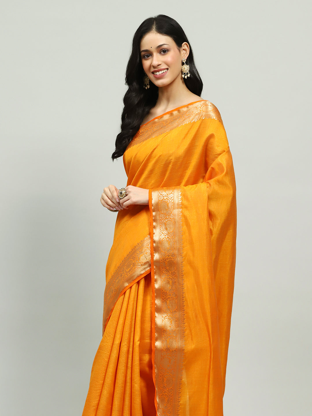 Zari Border Booti Art Silk Woven Saree