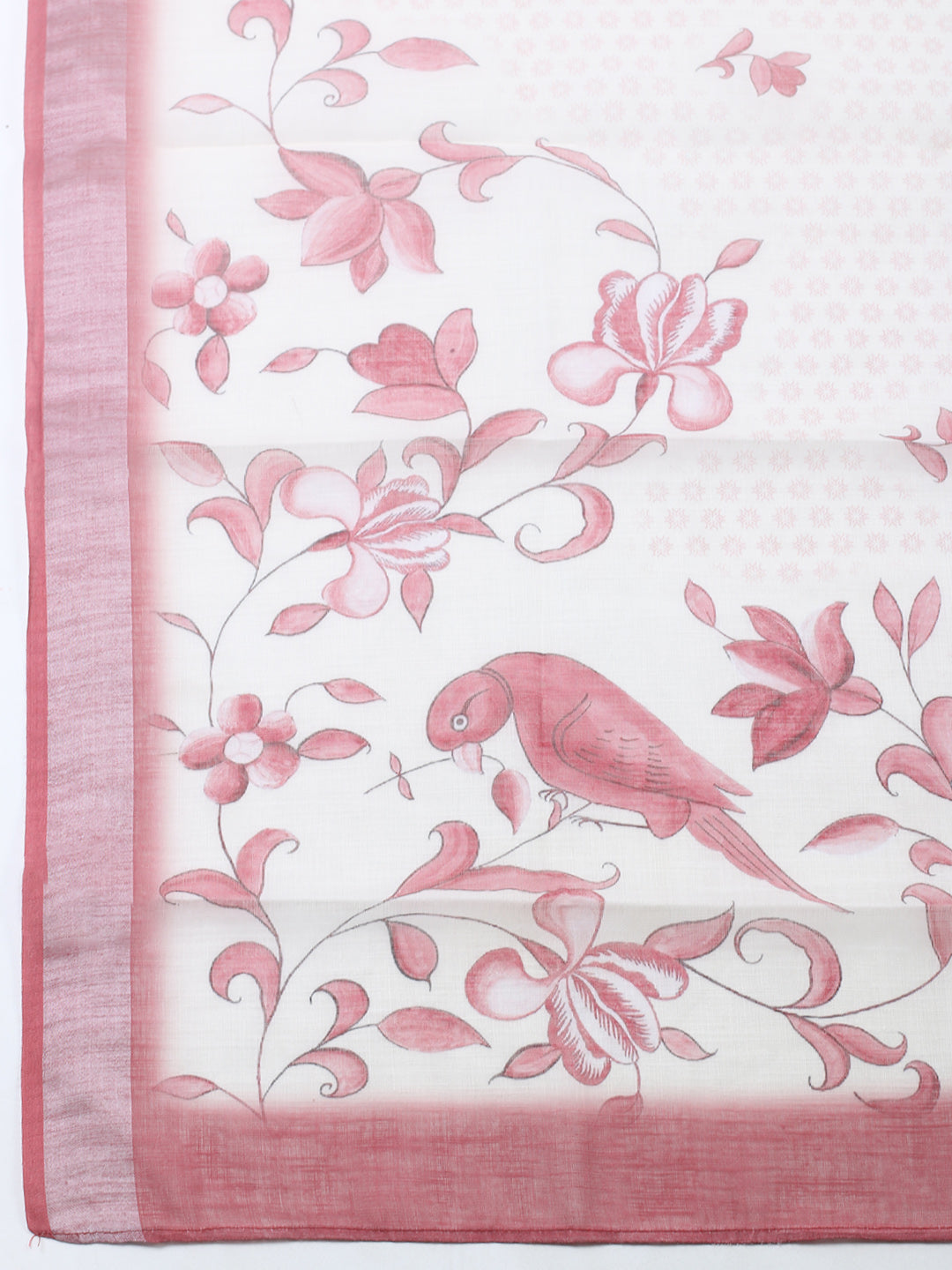 Printed Linen Blend Unstitched Suit With Pant &amp; Dupatta
