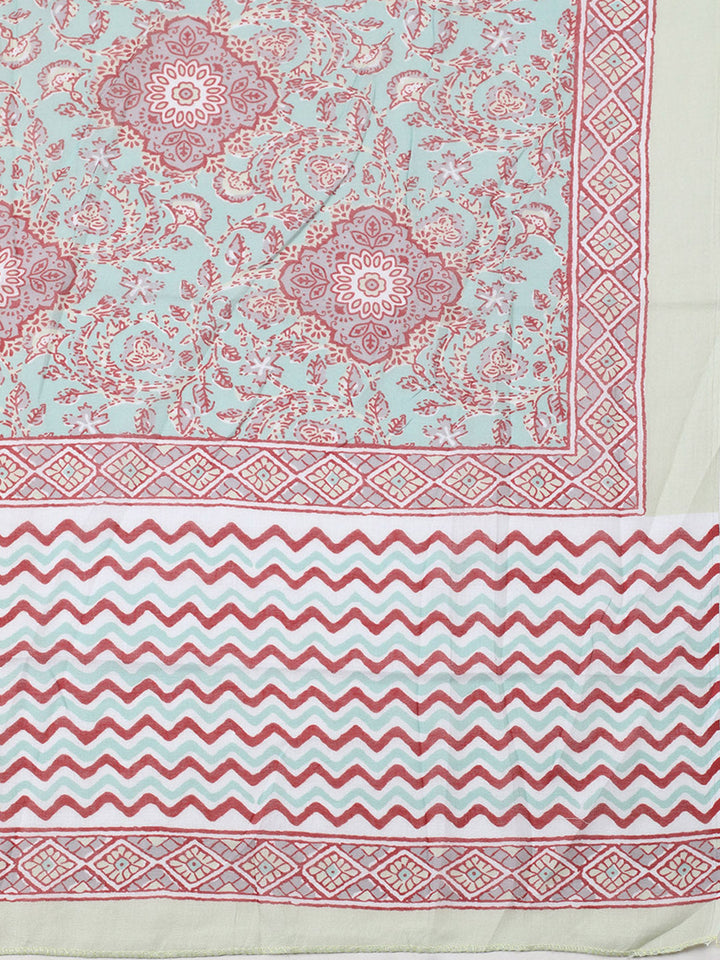 Printed Cotton Blend Unstitched Suit With Pant &amp; Dupatta