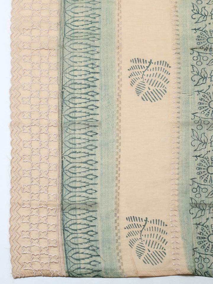Embroidered Cotton Blend Unstitched Suit With Pant &amp; Dupatta