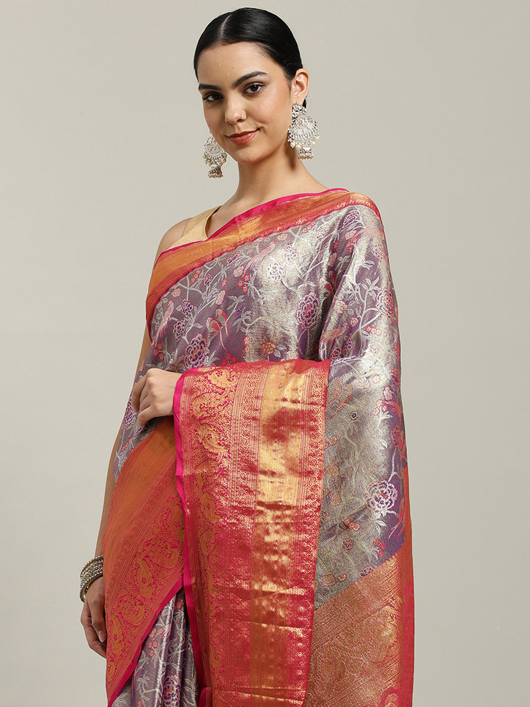 Woven Brodcade Zari Jaal Art Silk Saree