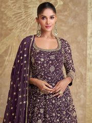 Sequins Embroidery Art Silk Kurta With Churidar And Dupatta