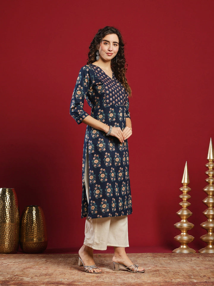 Floral Printed Cotton Blend Kurta