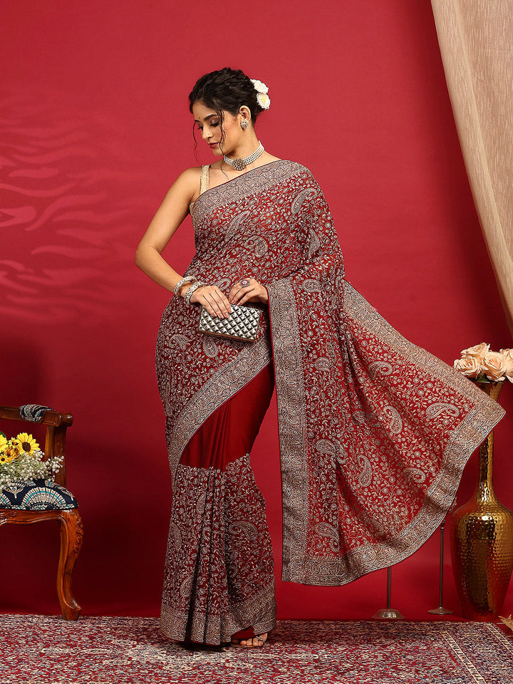 Embroidered Georgette Saree
