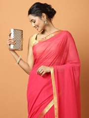 Zari Border Chiffon Woven Saree