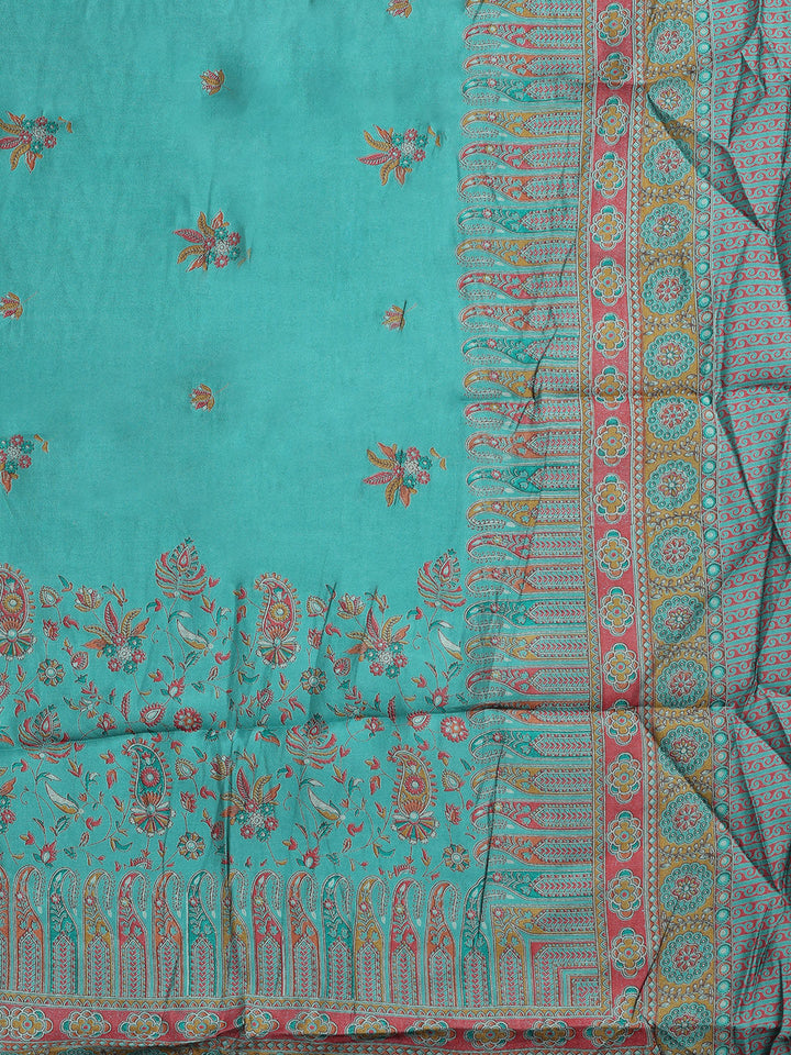 Printed Cotton Blend Unstitched Suit With Pant &amp; Dupatta