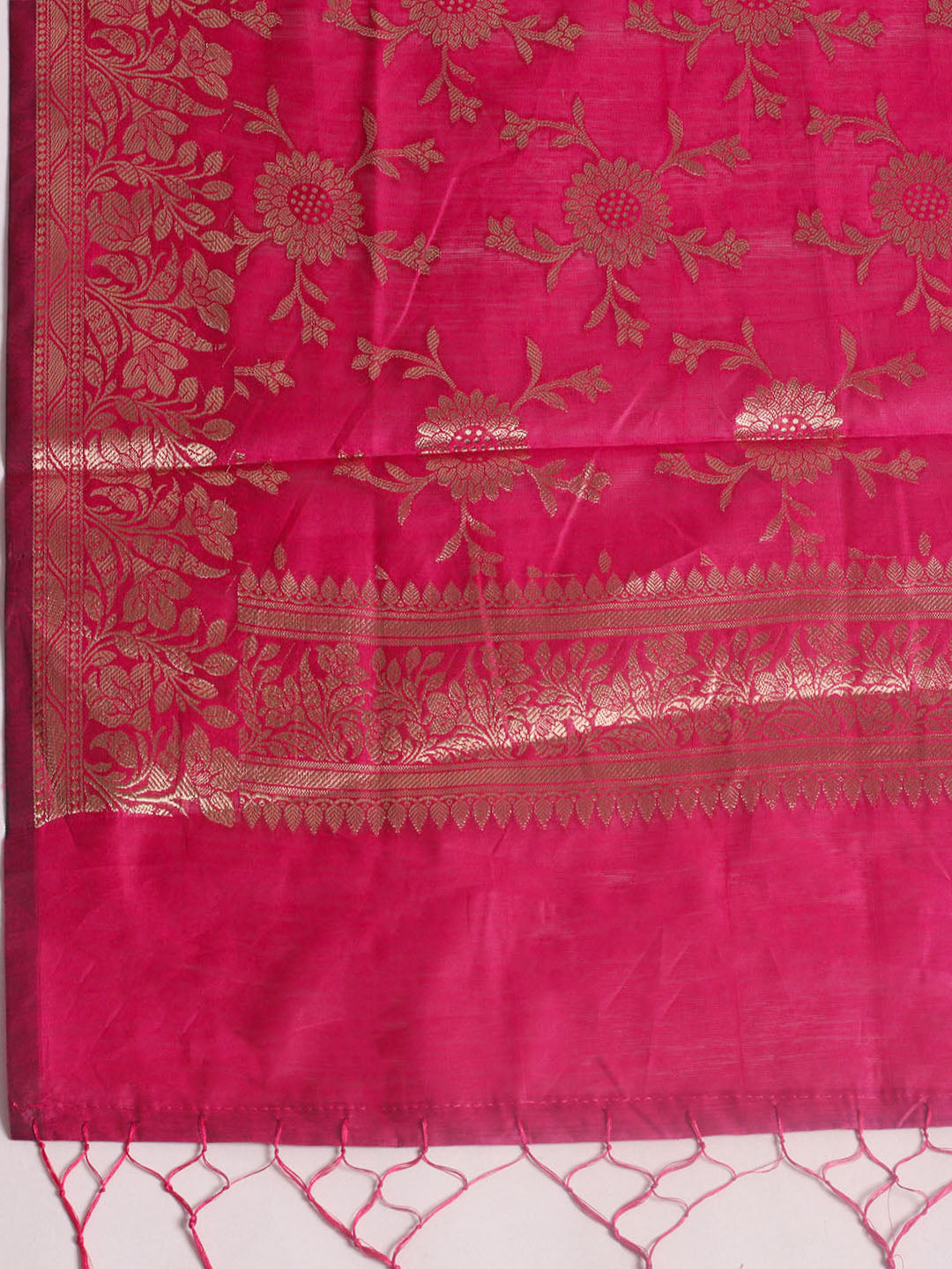 Woven Design Chanderi Unstitched Suit With Pant &amp; Dupatta