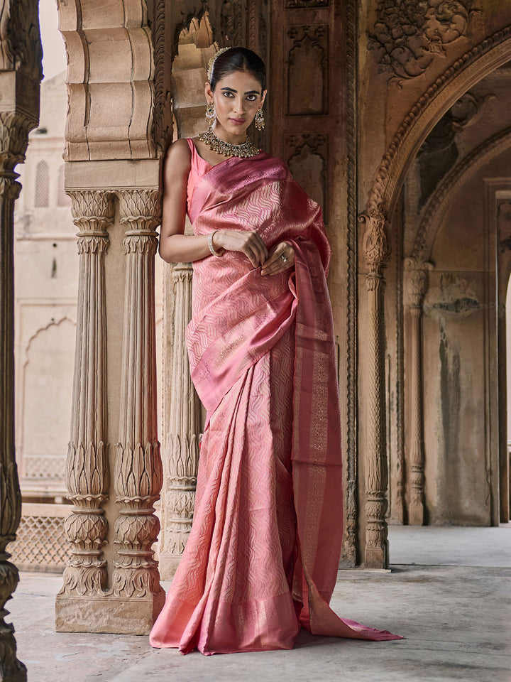 pink Hlame Woven Saree