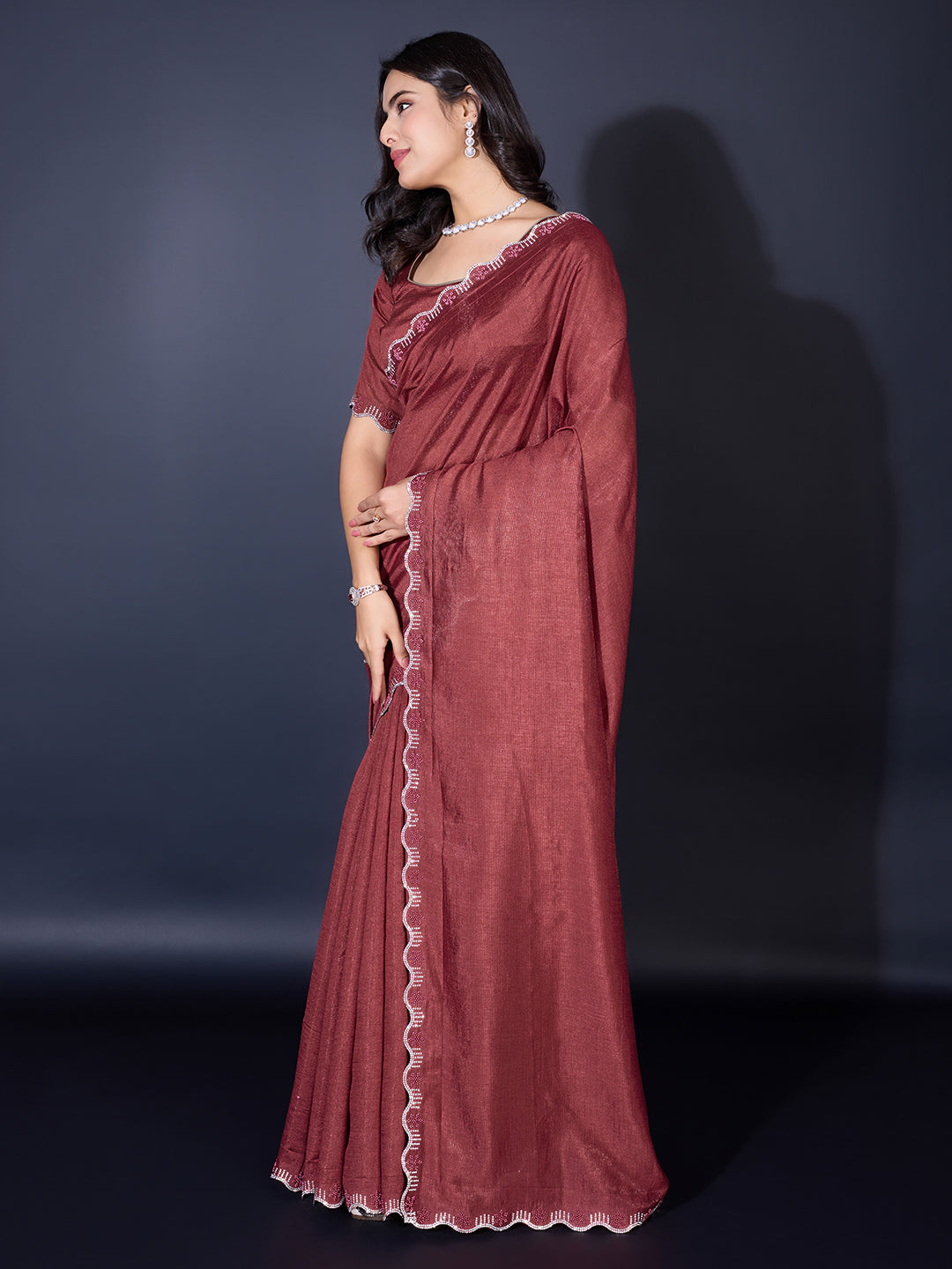 Embroidered Chiffon Saree