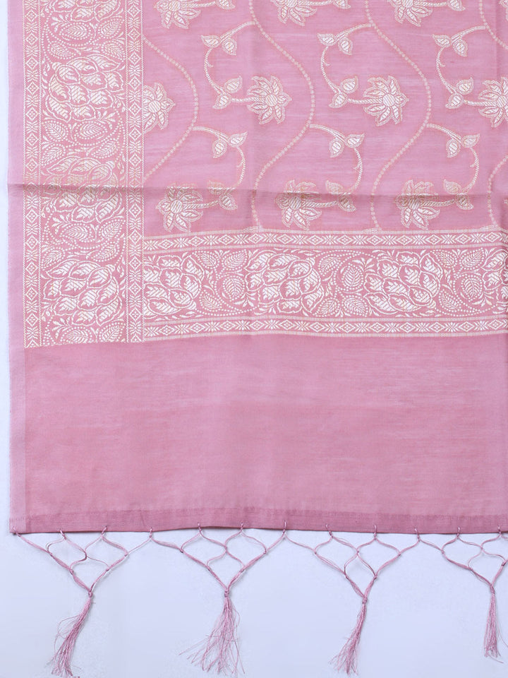 Woven Design Chanderi Unstitched Suit With Pant &amp; Dupatta