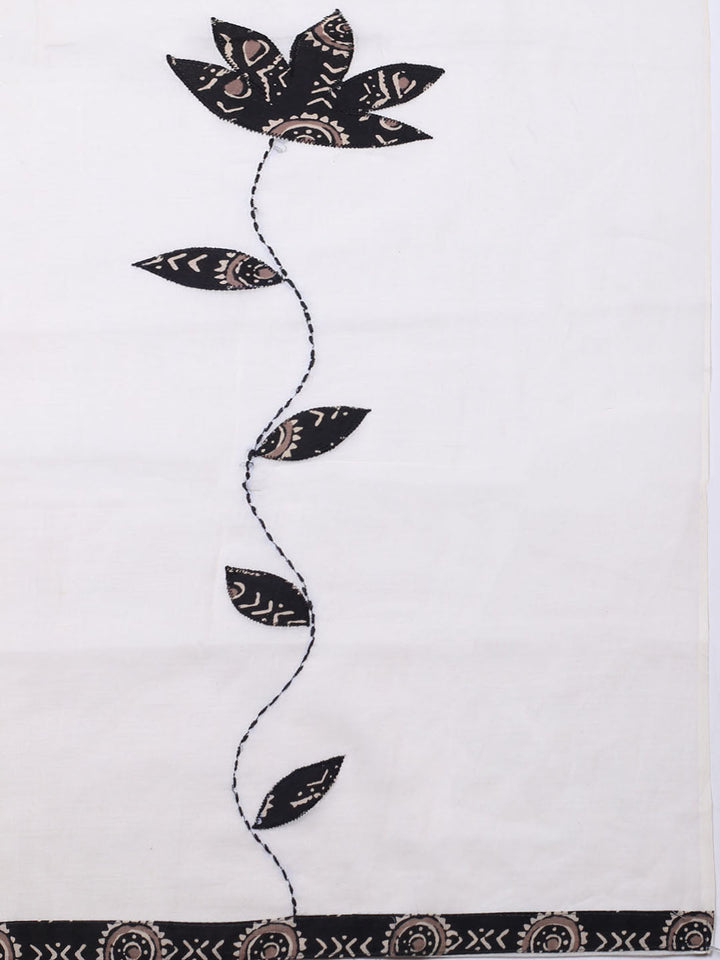 Printed Cotton Blend Unstitched Suit With Pant &amp; Dupatta