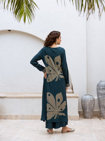 Neck Embroidery Cotton Blend Kurti With Palazzo