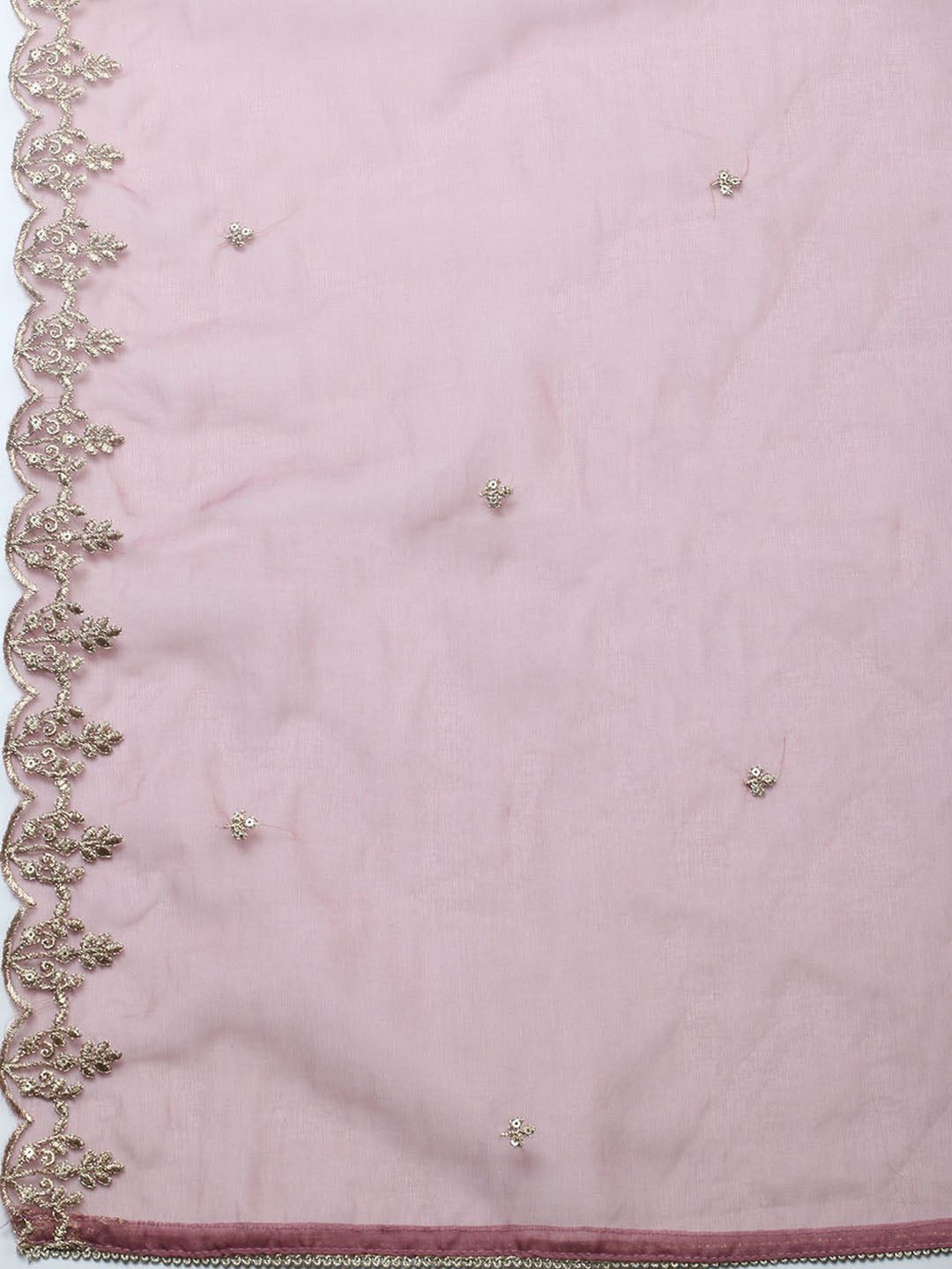 Embroidered Chanderi Unstitched Suit With Pant &amp; Dupatta