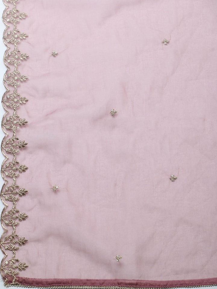 Embroidered Chanderi Unstitched Suit With Pant &amp; Dupatta