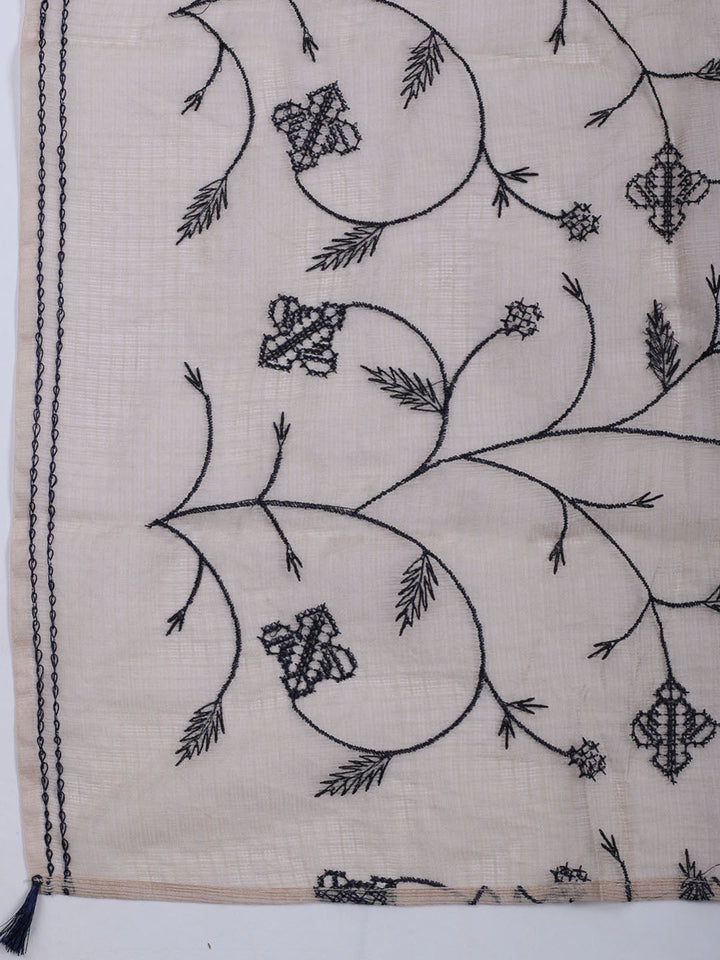 Neck Embroidered Cotton Blend Unstitched Suit With Dupatta