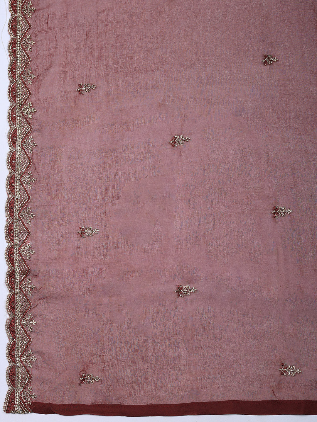 Embroidered Tissue Unstitched Suit With Pant &amp; Dupatta