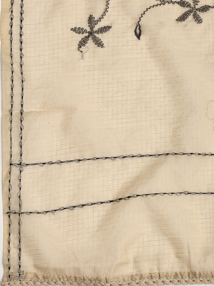 Woven Embroidered Cotton Blend Unstitched Suit With Dupatta