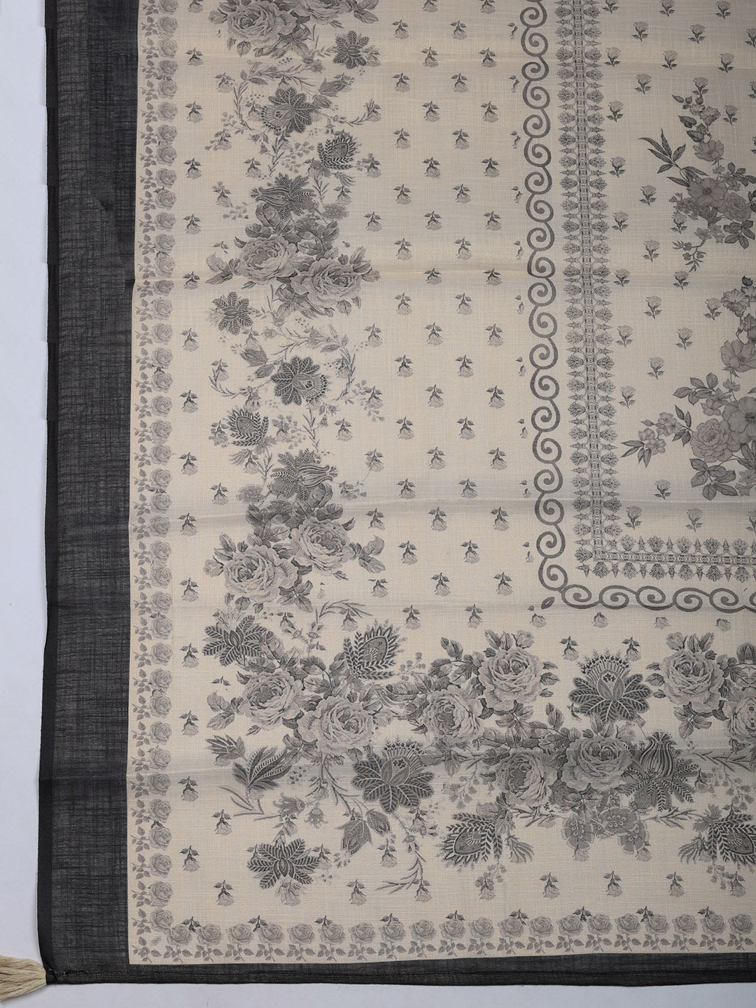 Embroidered Linen Blend Unstitched Suit With Pant &amp; Dupatta
