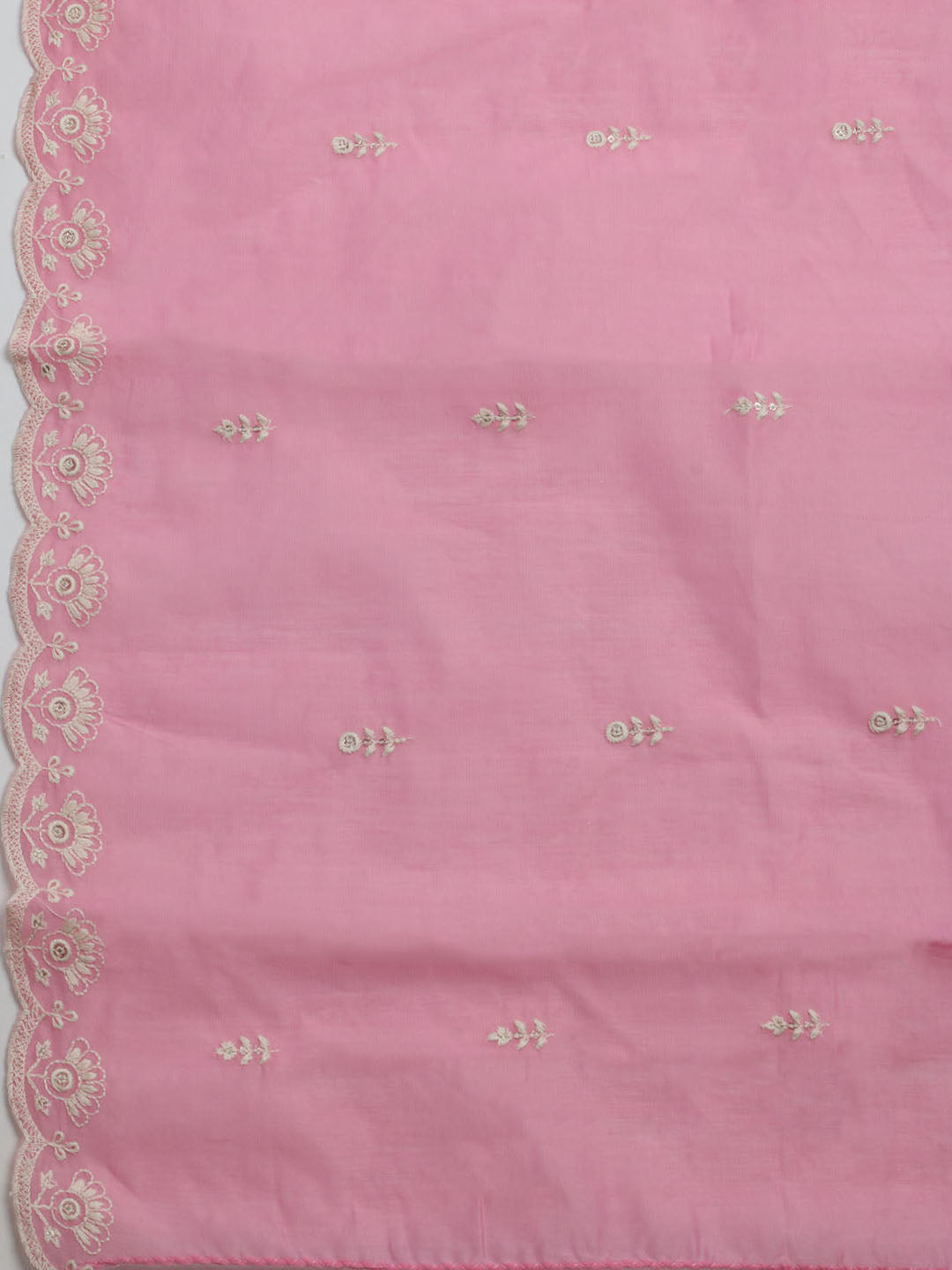 Embroidered Chanderi Unstitched Kurta With Pant & Dupatta