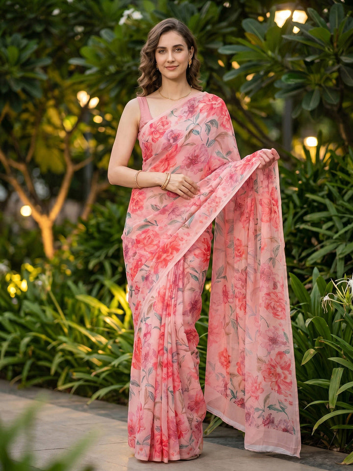 Digital Print Chiffon Saree