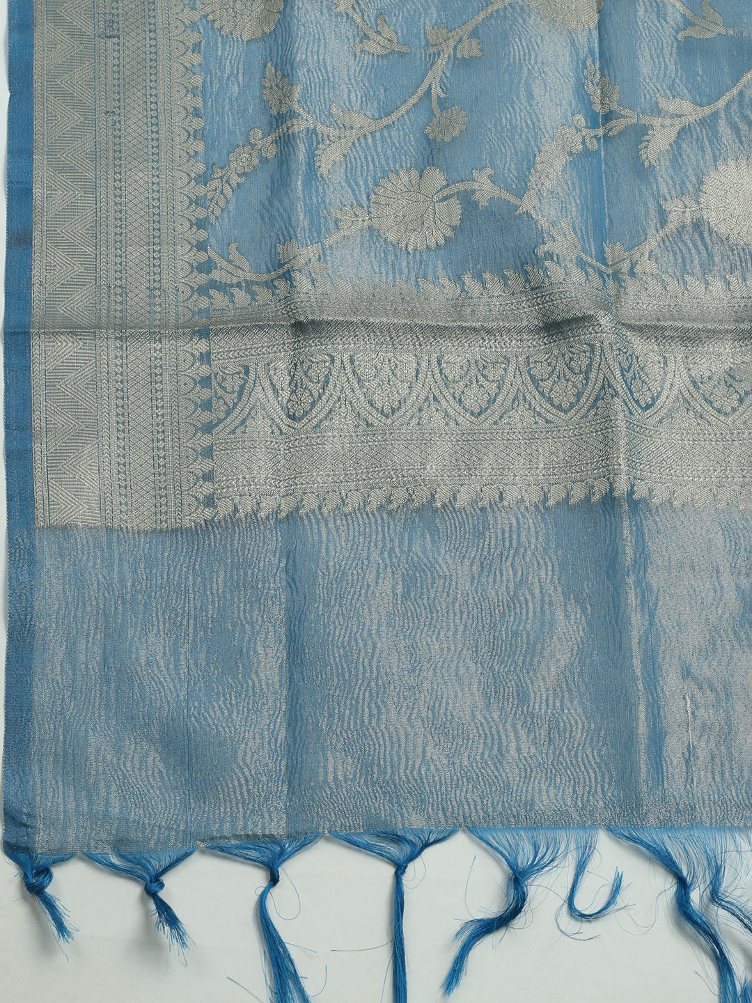Embroidered Tissue Unstitched Kurta With Pant &amp; Dupatta