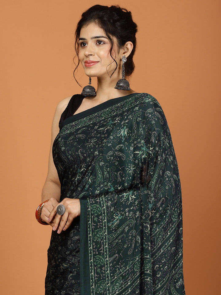 Digital Printed Crepe Woven Saree