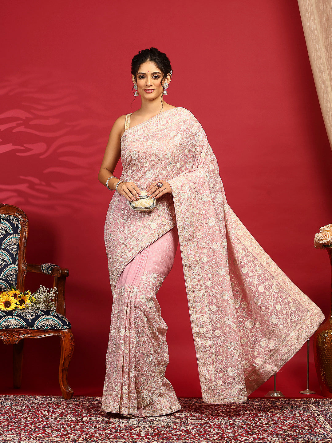 Embroidered Georgette Saree