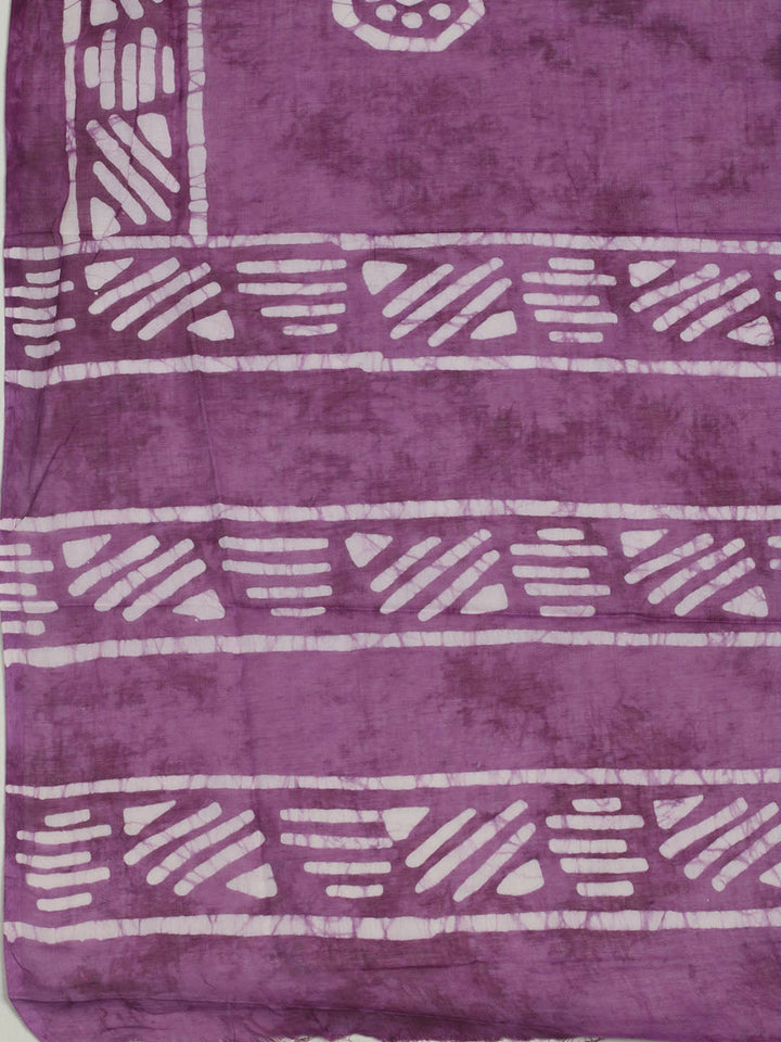 Printed Cotton Unstitched Suit With Pant &amp; Dupatta