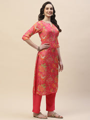 Printed Cotton Kurta With Pants