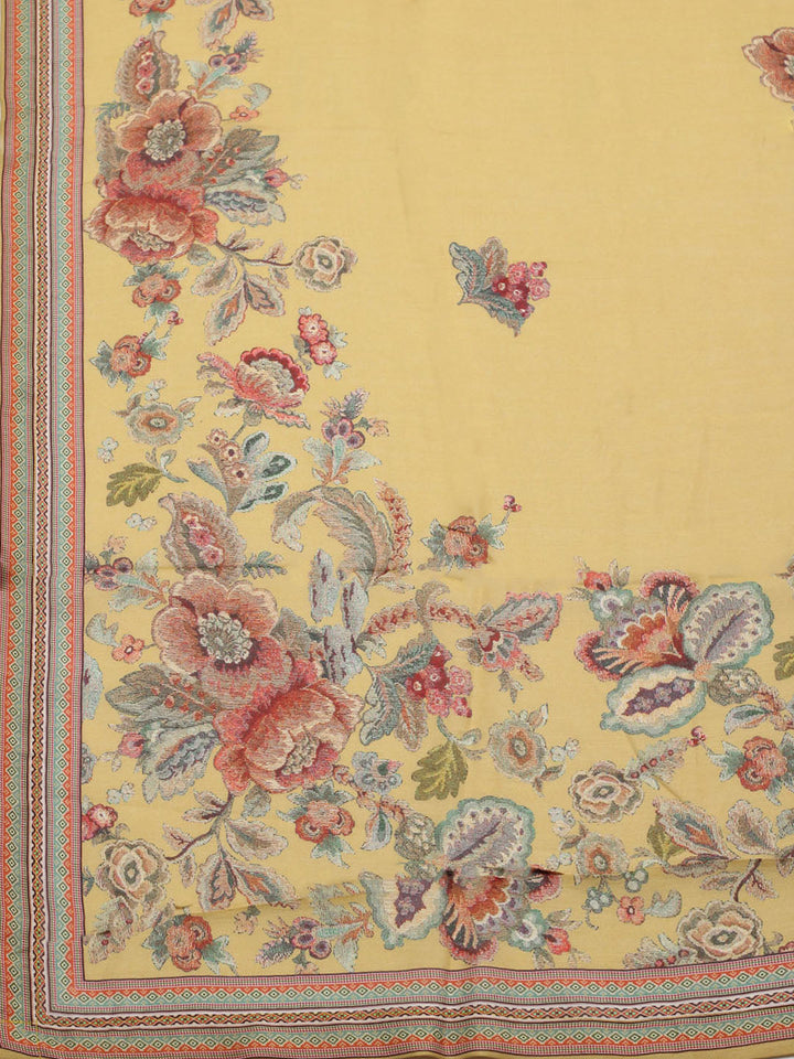 Embellished Muslin Unstitched Suit With Pant &amp; Dupatta