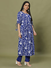 Printed Cotton Blend Kurta With Pant & Dupatta