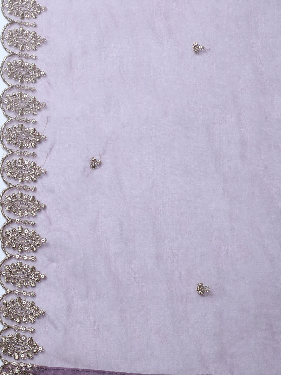 Embroidered Chanderi Unstitched Suit With Pant &amp; Dupatta