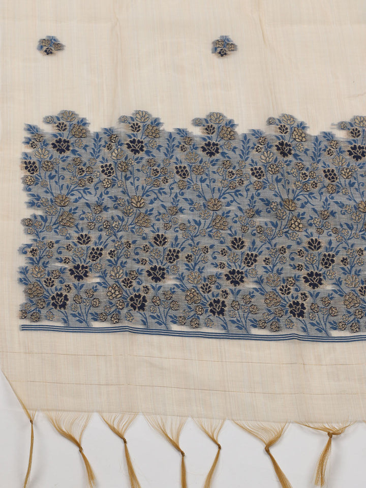 Woven Design Chanderi Unstitched Suit With Dupatta