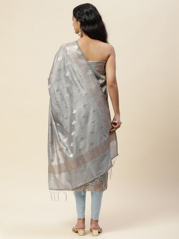 Woven Chanderi Unstitched Suit With Dupatta