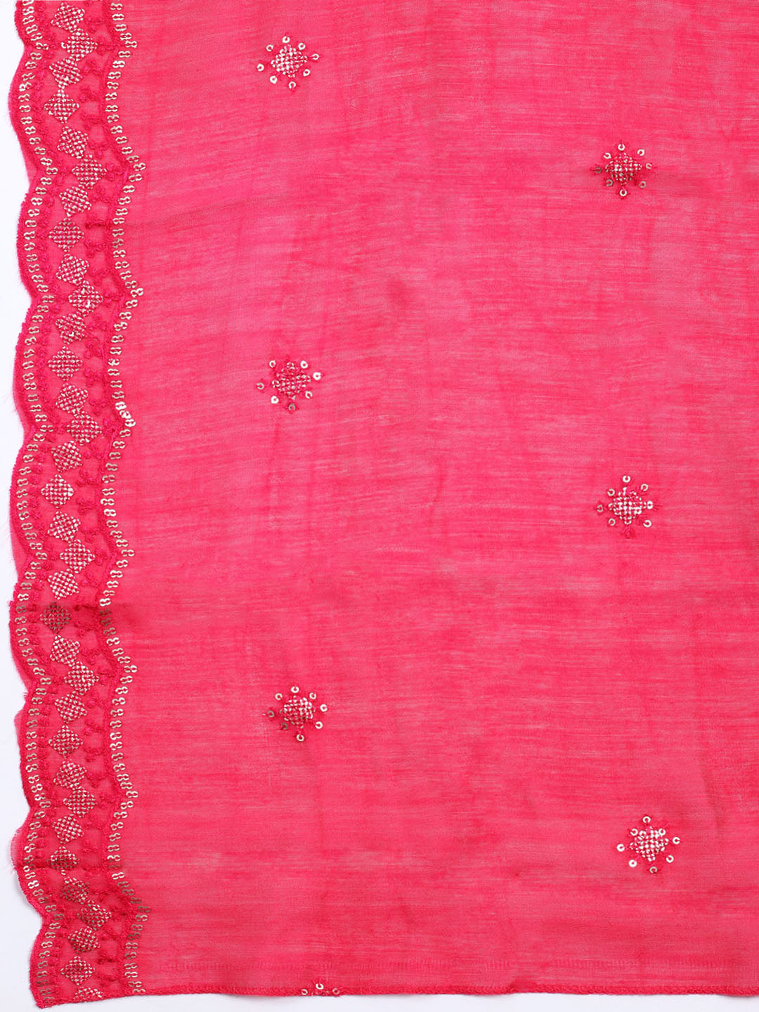 Neck Embroidered Chanderi Unstitched Suit With Dupatta
