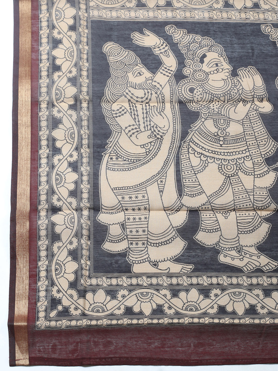 Printed Cotton Blend Unstitched Suit With Pant &amp; Dupatta