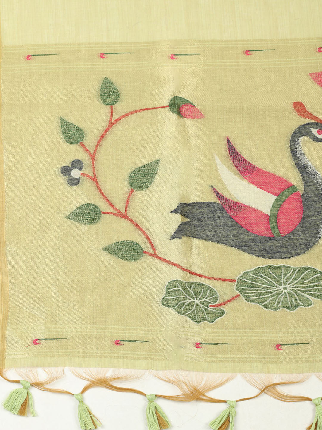 Embroidered Chanderi Unstitched Suit With Pant &amp; Dupatta