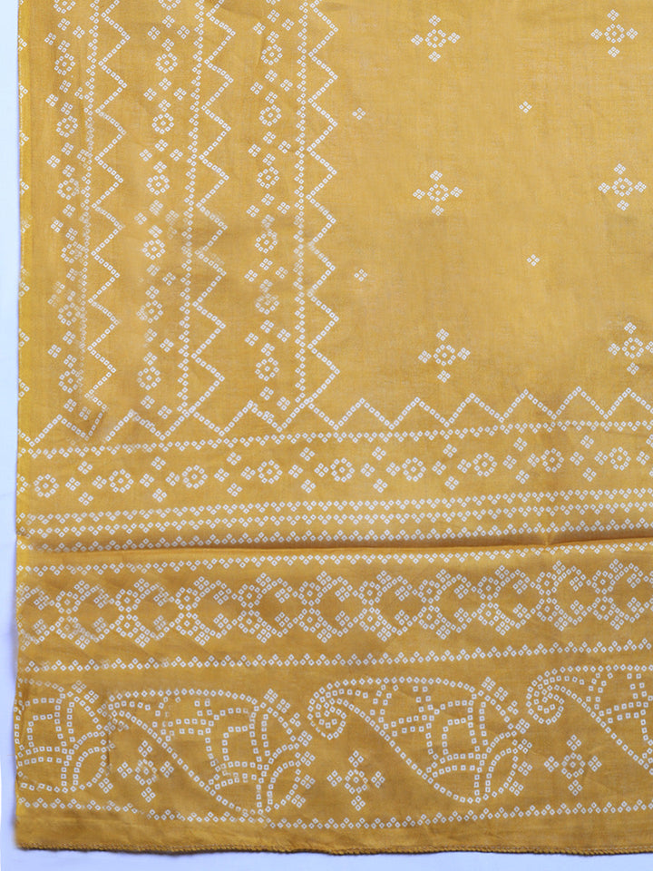 Printed Cotton Blend Unstitched Suit With Pant &amp; Dupatta