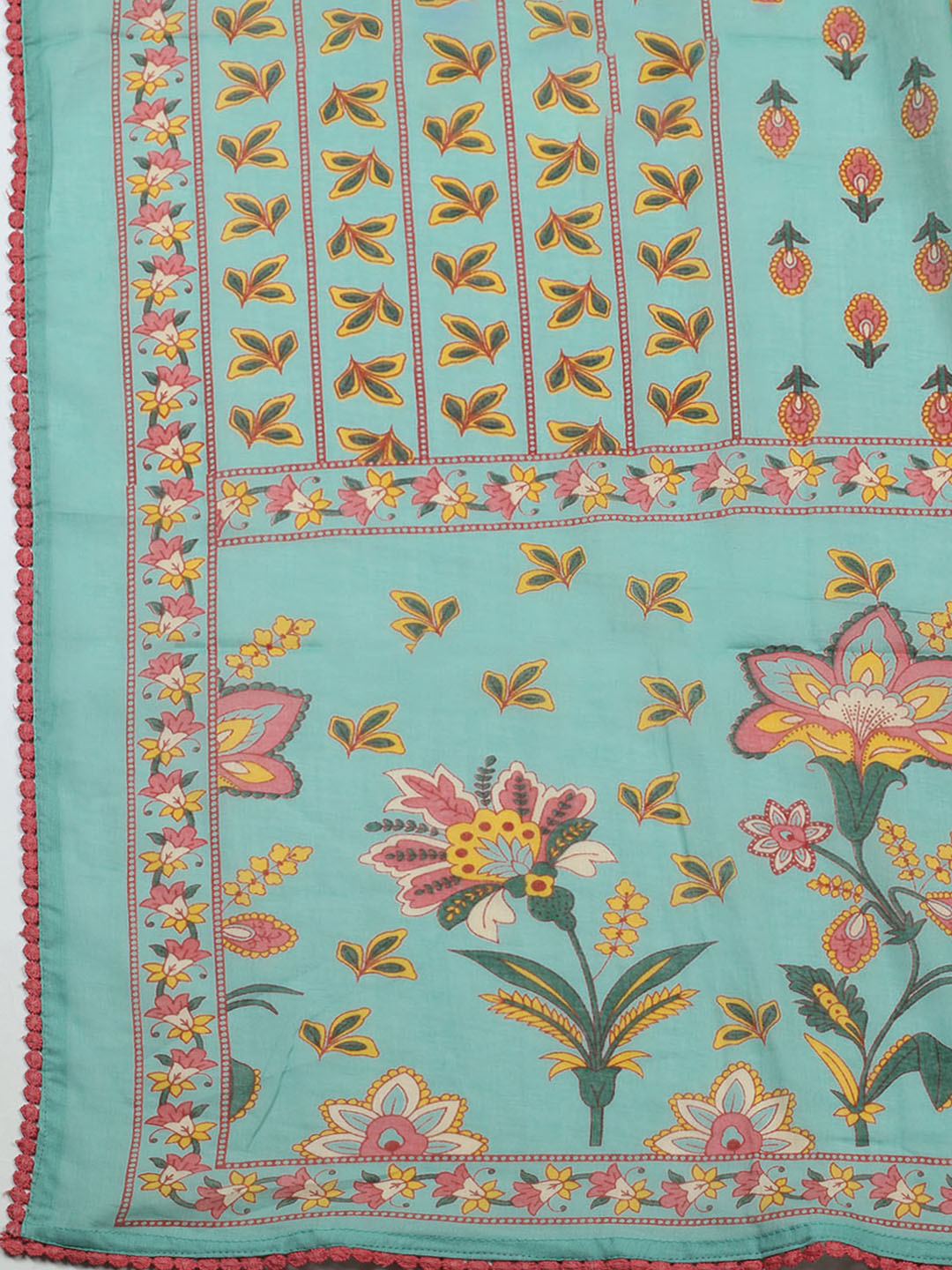Embroidered Cotton Blend Unstitched Suit With Pant &amp; Dupatta