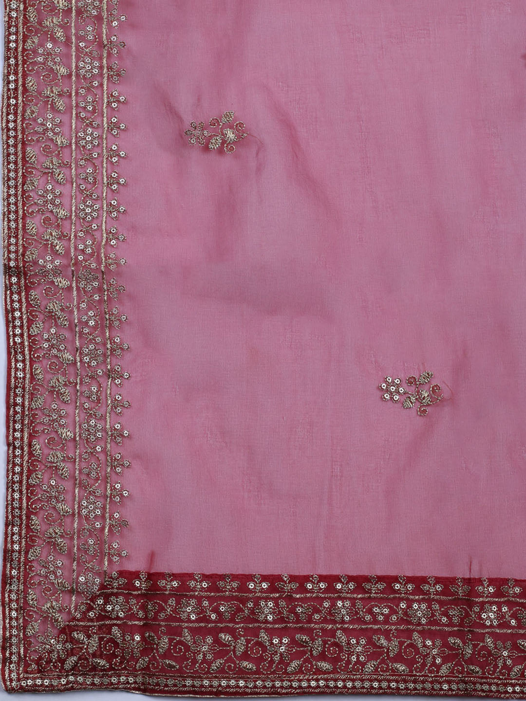 Neck Embroidered Chanderi Unstitched Suit With Dupatta