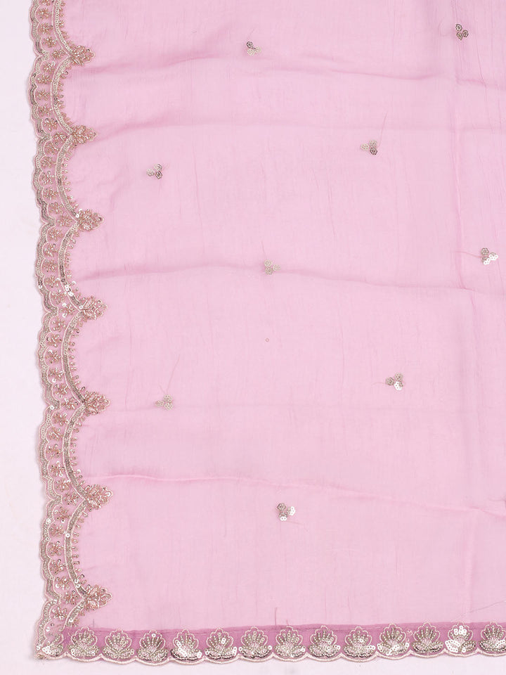 Embelished Organza Unstitched Suit With Dupatta