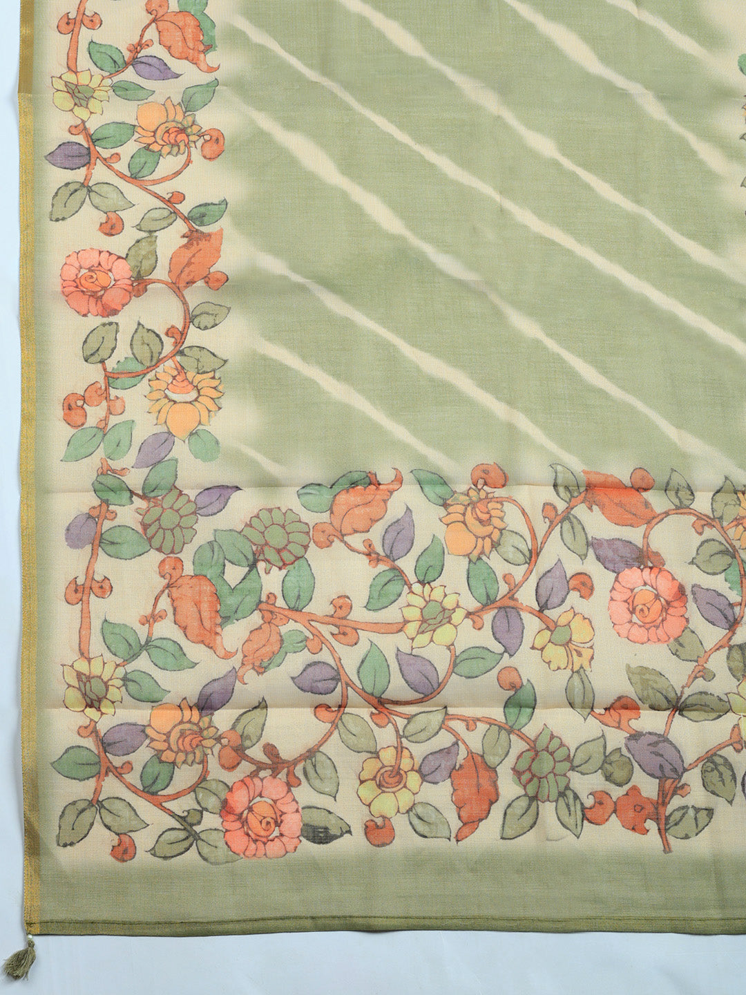 Printed Linen Blend Unstitched Suit With Pant &amp; Dupatta