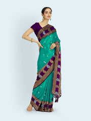 Zari Border Booti Art Silk Woven Saree