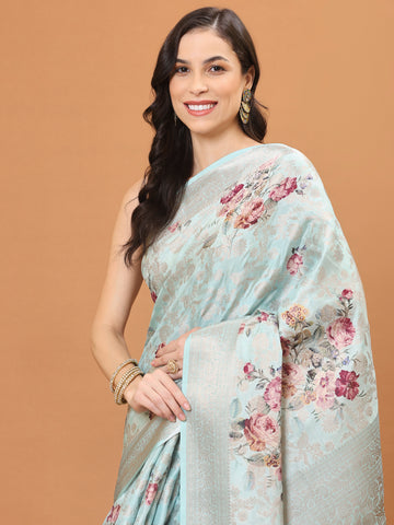 Digital Floral Printed Handloom Saree