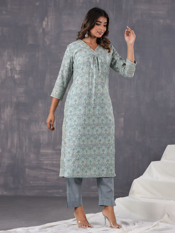 Printed Cotton Kurti With Pants