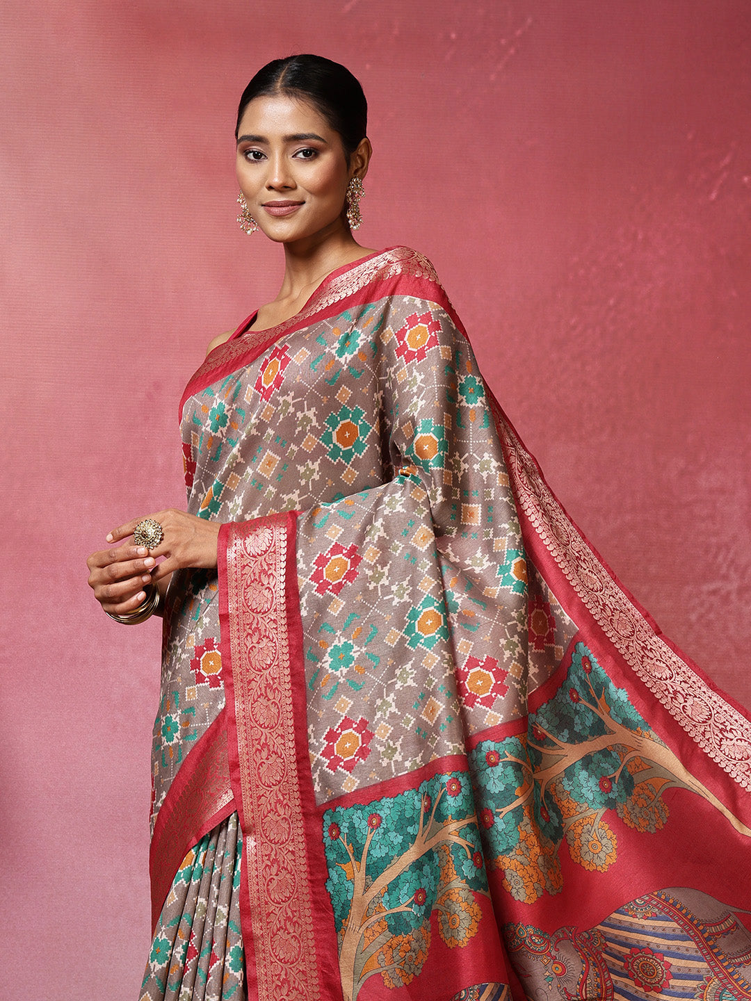 Printed Art-Tusser Saree