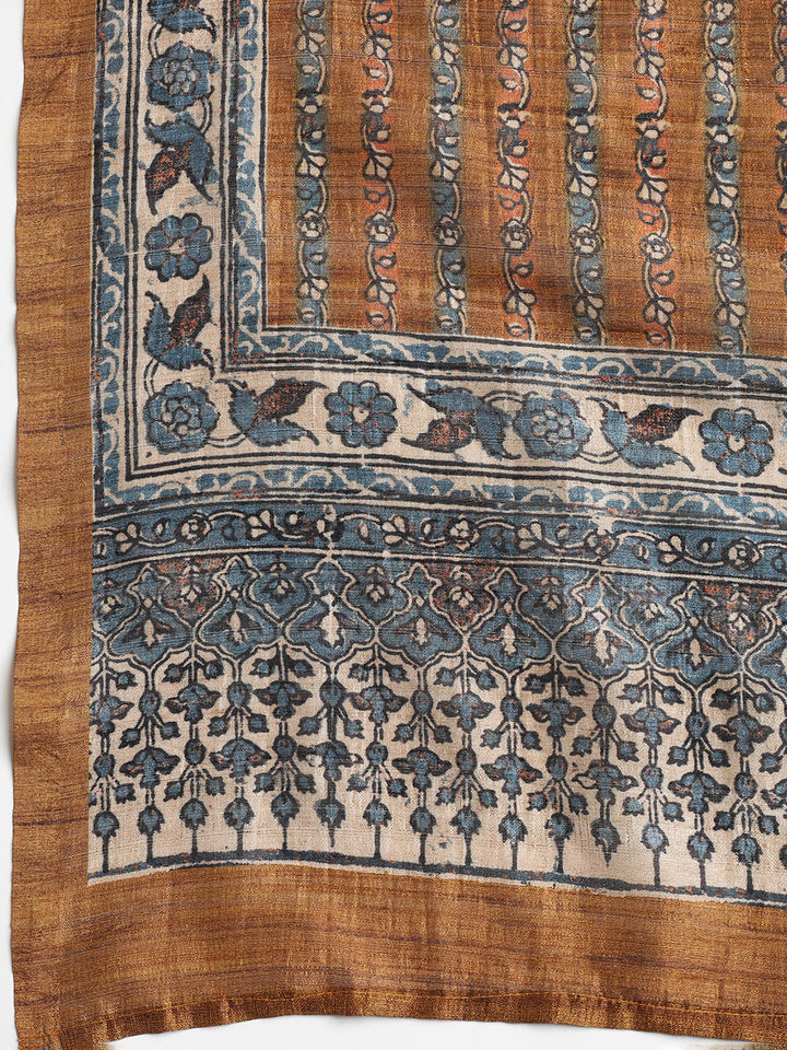Printed Tussar Unstitched Suit With Dupatta